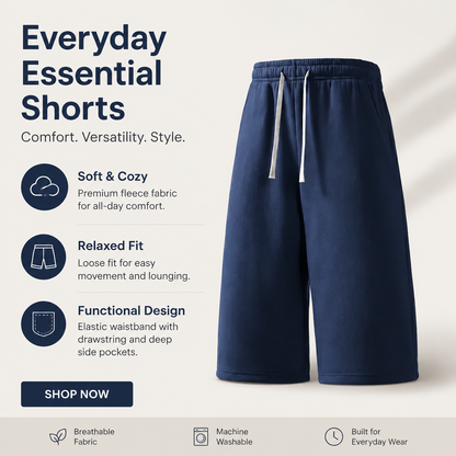 Navy Everyday Essential Drawstring Shorts