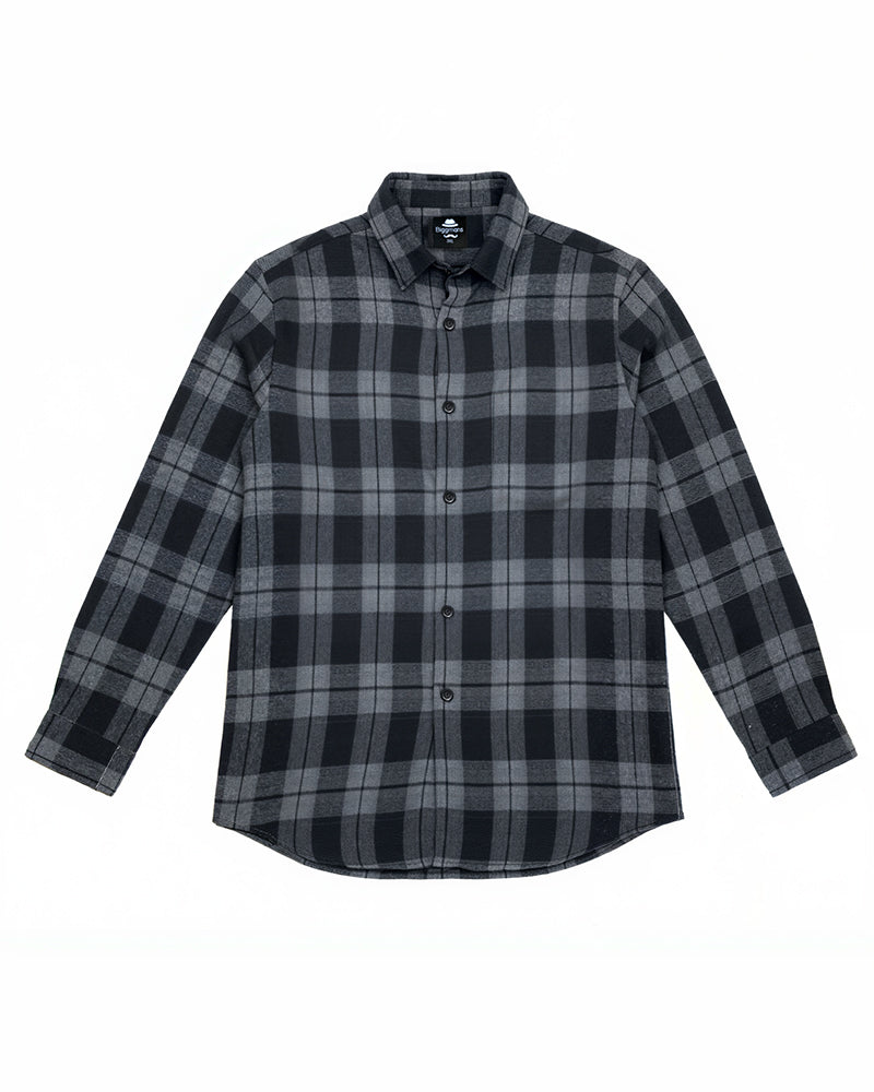 Big & Tall Men's Black autumn/winter Commuter Plaid Flannel Long Sleeve Shirt