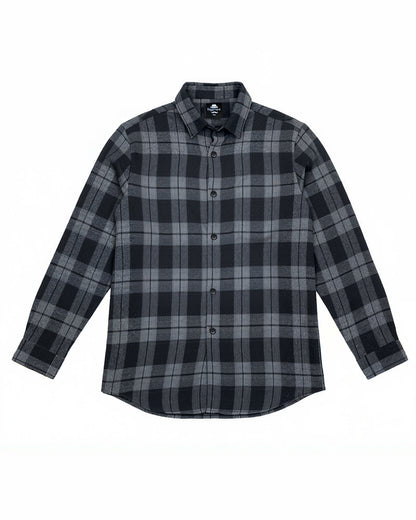 Big & Tall Men's Black autumn/winter Commuter Plaid Flannel Long Sleeve Shirt
