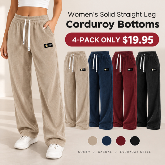 [LIMITED TIME]Women's Classic Solid Straight-Leg Corduroy Trousers
