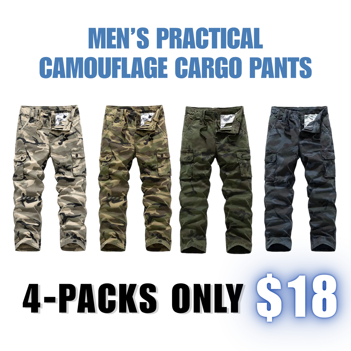 Men's Camo Pants, Casual Outdoor Tactical Camouflage Trousers