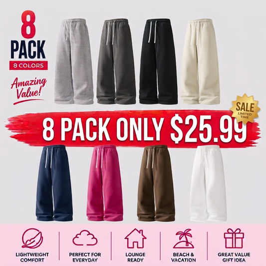 8-Pack all colors wide-leg drawstring sweatpants