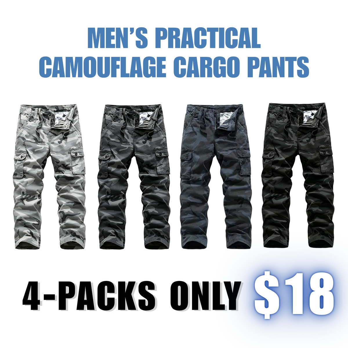 Men's Camo Pants, Casual Outdoor Tactical Camouflage Trousers