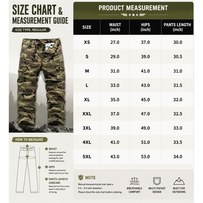 Men's Camo Pants, Casual Outdoor Tactical Camouflage Trousers