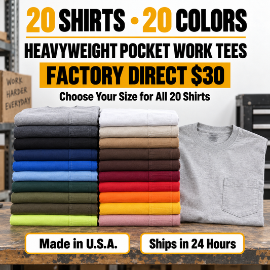Durable Heavyweight Pocket Tee – Comfortable Fit, Ideal for Work & Daily Life