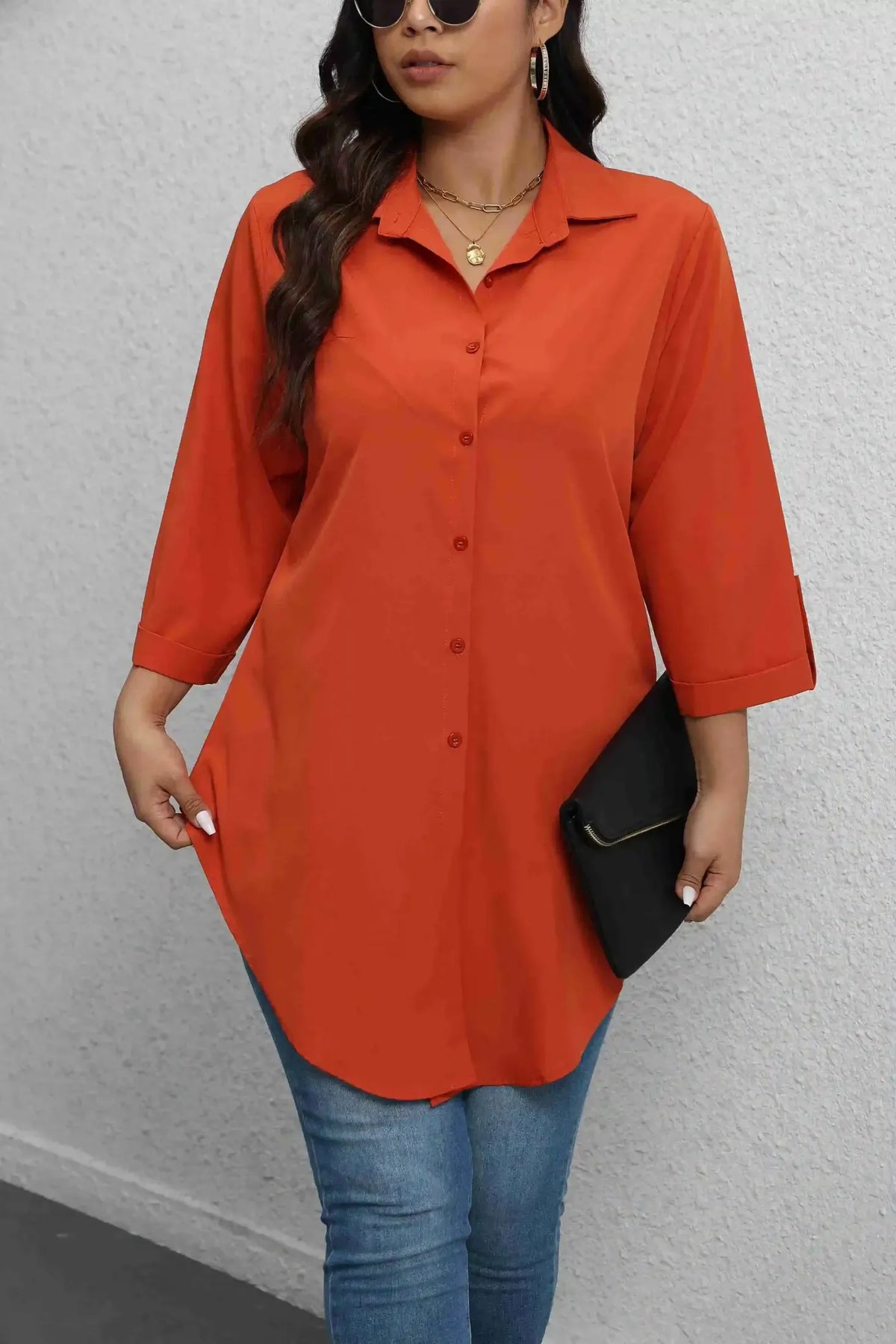 Plus Size Button-Up Blouse – Chic Comfort for Every Season😘