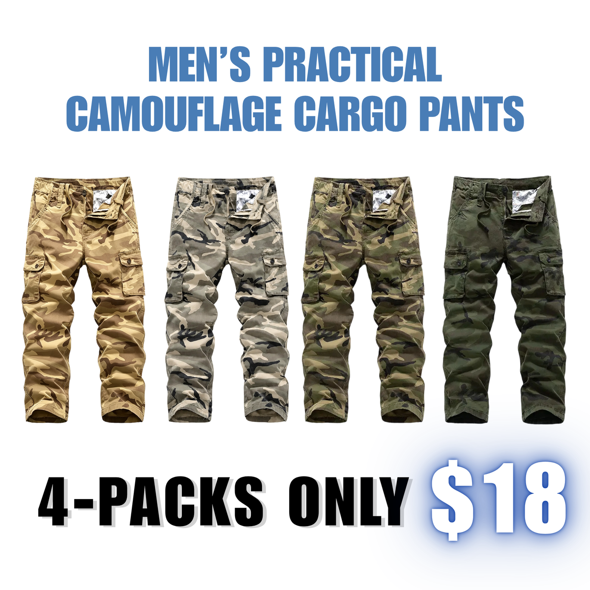 Men's Camo Pants, Casual Outdoor Tactical Camouflage Trousers