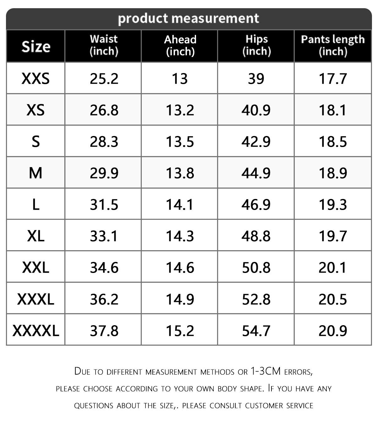 Everyday Essential Drawstring Shorts size chart