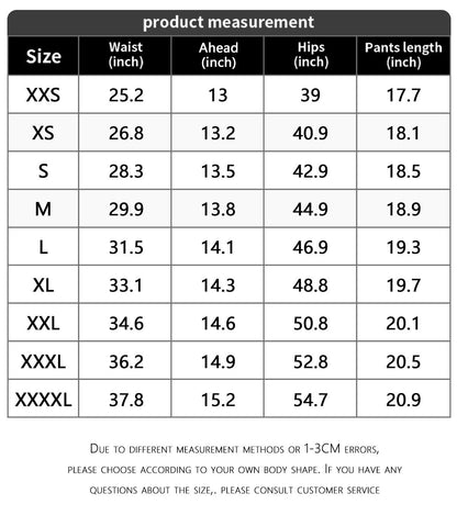 Everyday Essential Drawstring Shorts size chart