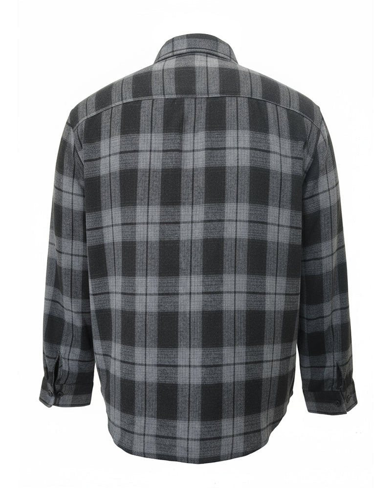 Big & Tall Men's Black autumn/winter Commuter Plaid Flannel Long Sleeve Shirt